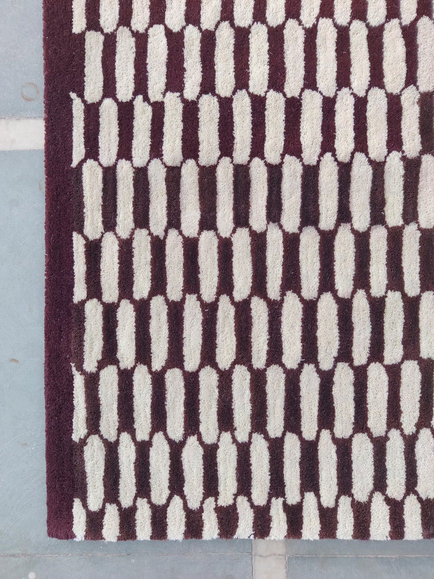 Burgundy Wool Stair Runner Rug, Hand Tufted Hallway Runner