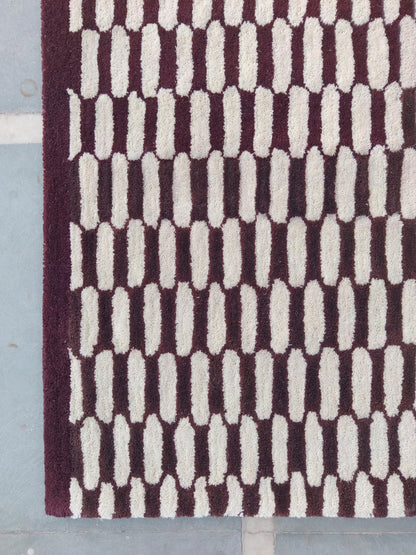 Burgundy Wool Stair Runner Rug, Hand Tufted Hallway Runner