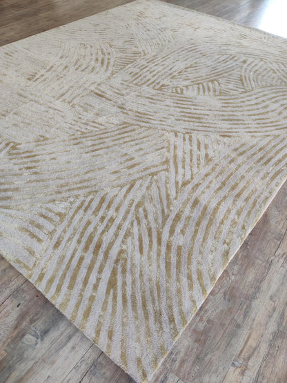 Hand Tufted Wool Area Rug, Modern Abstract Beige Cream Carpet