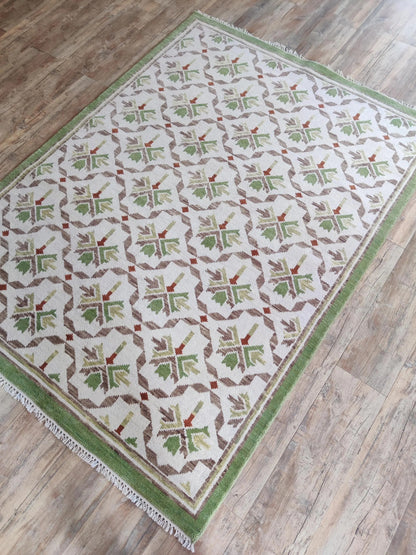 Olive Trellis Lattice Sage Green & Cream Oushak Rug