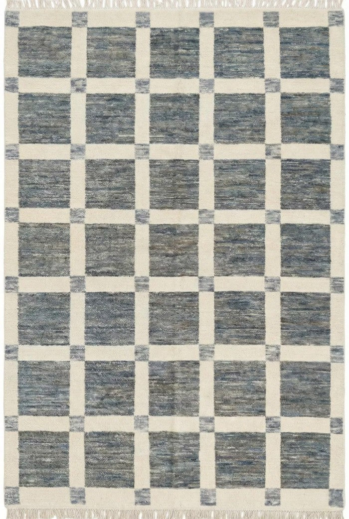 Turkish Handmade Wool Oushak Carpet, Modern Contemporary Minimalist Design for Bedroom