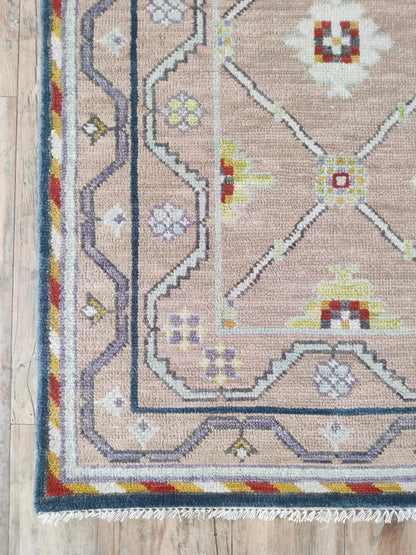 Luxury Blush Oushak Floor Rug for Living Room Bedroom