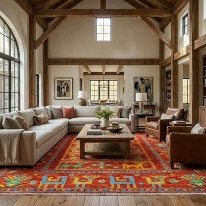 Crimson Tribal Harvest Hand Knotted Tribal Gabbeh Rug
