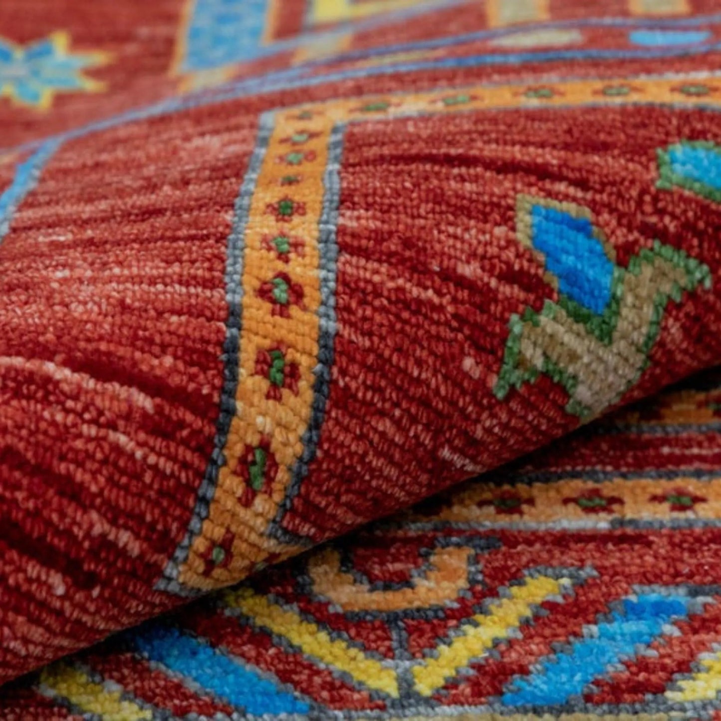 Crimson Tribal Harvest Hand Knotted Tribal Gabbeh Rug