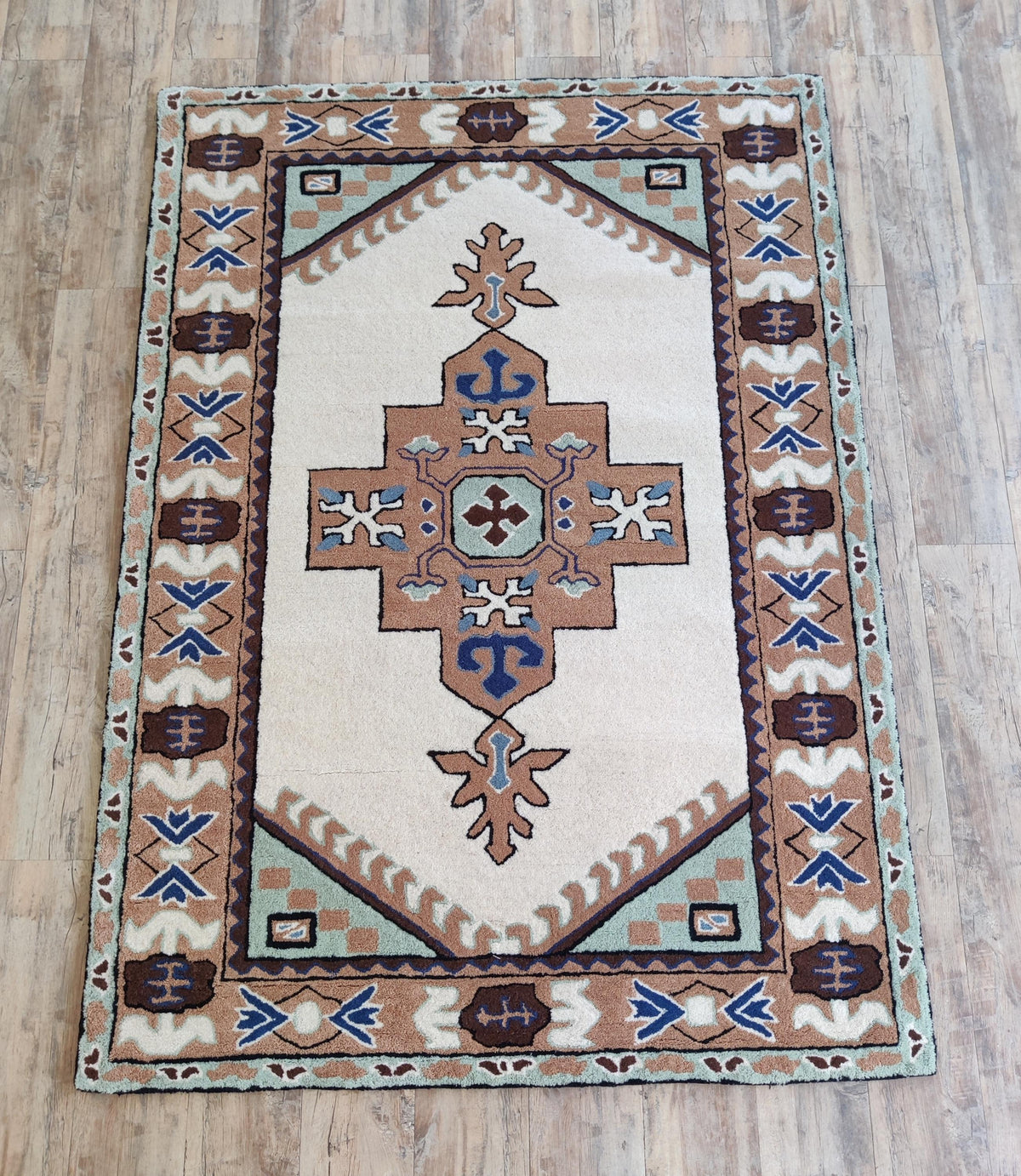 Southwestern Hand Tufted Wool Rug, Tribal Area Rug, Navajo Inspired Carpet