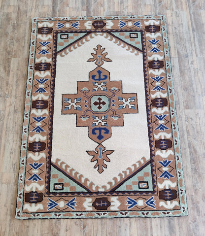 Southwestern Hand Tufted Wool Rug, Tribal Area Rug, Navajo Inspired Carpet