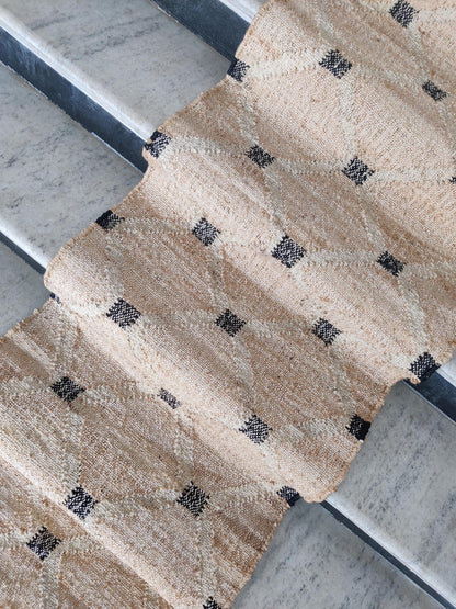 Natural Jute Runner Rug, Beige Black Geometric runner rug
