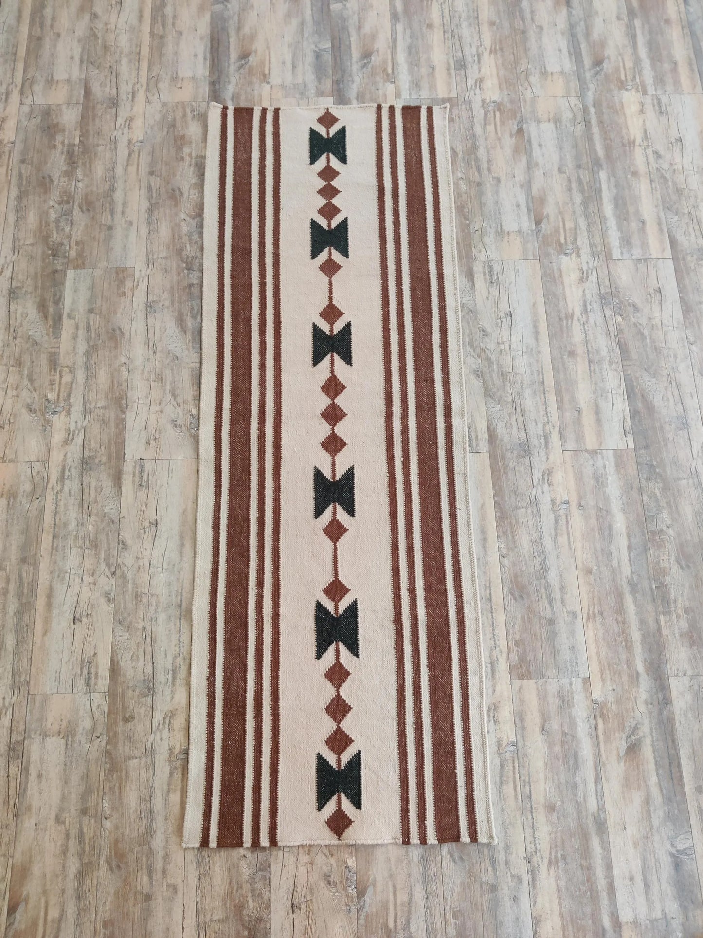 Southwestern Cotton Wool Runner Rug Handmade Flatweave Hallway Runner