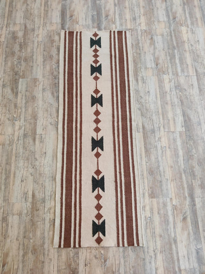 Southwestern Cotton Wool Runner Rug Handmade Flatweave Hallway Runner
