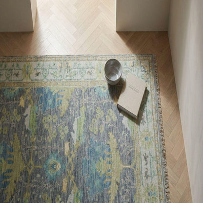 Slate Forest Meadow Traditional Tree Pattern Carpet
