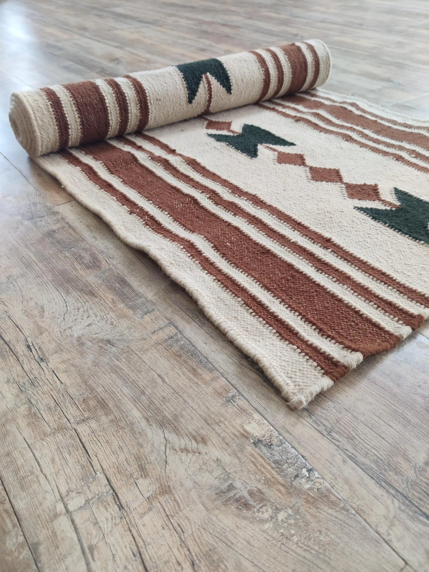 Southwestern Cotton Wool Runner Rug Handmade Flatweave Hallway Runner