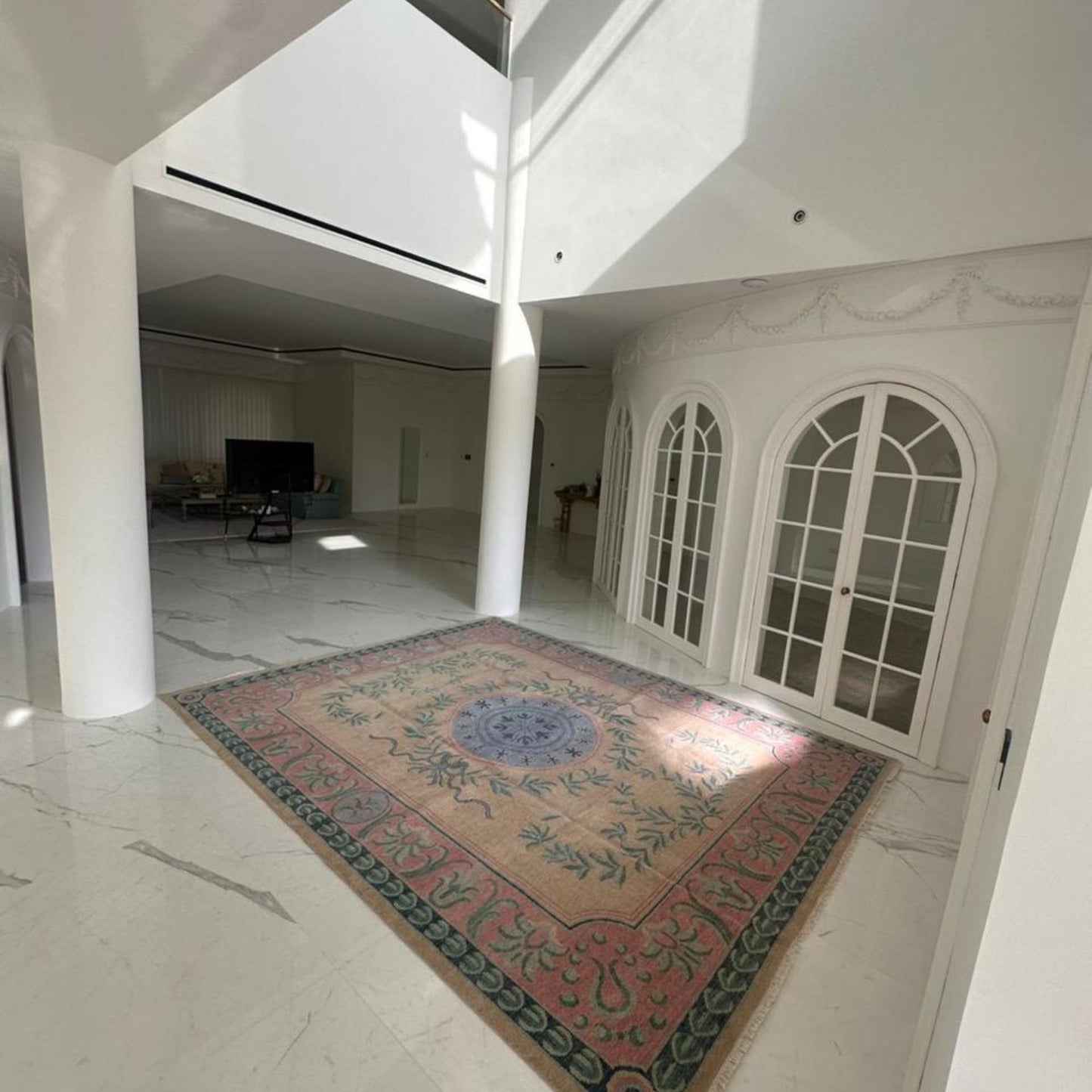 Blush Laurel Medallion Blush Pink Hand Knotted Oushak Rug