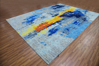 Ocean Electric Gold Abstract Custom Rug for US UK Home
