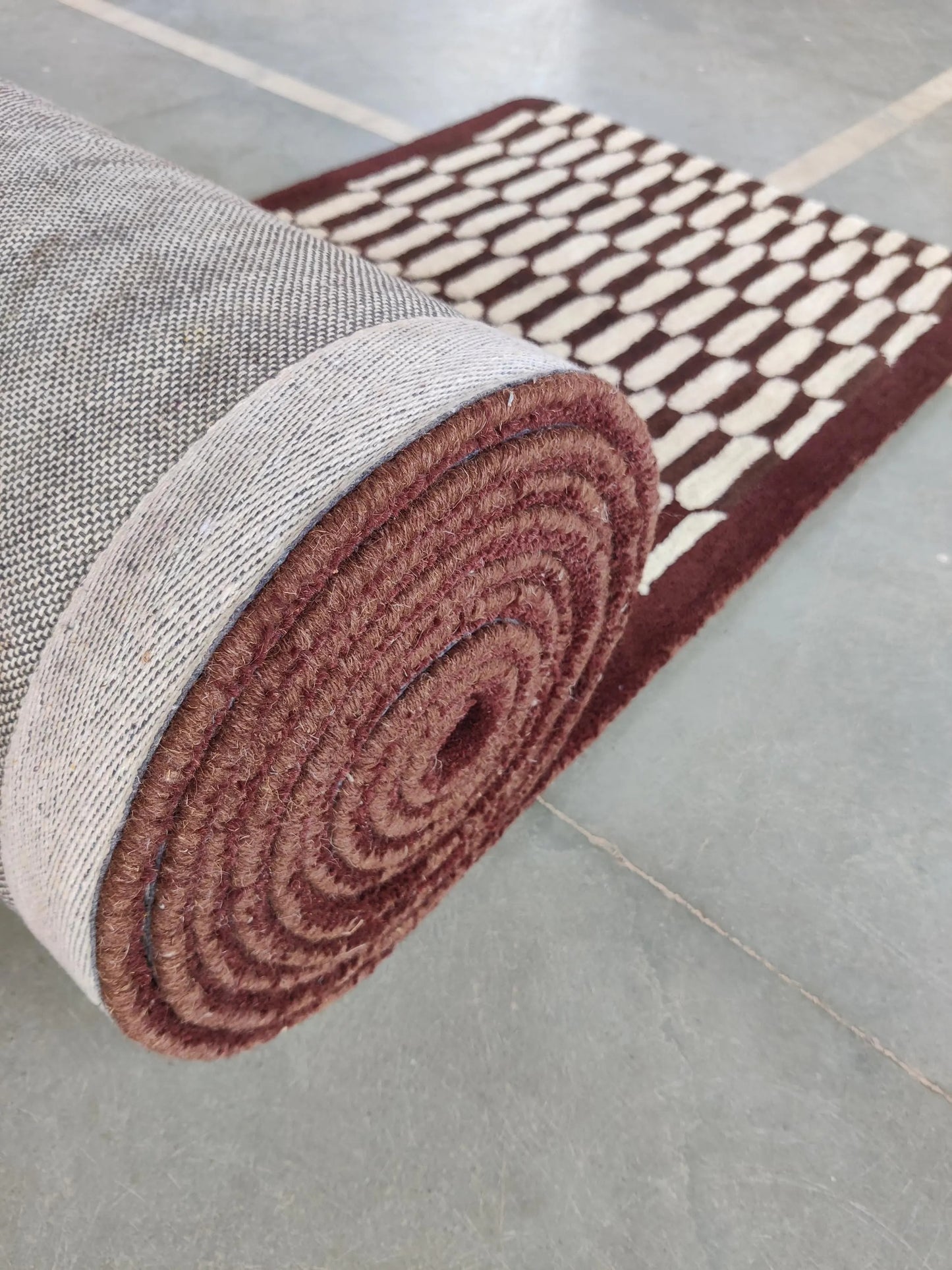 Burgundy Wool Stair Runner Rug, Hand Tufted Hallway Runner