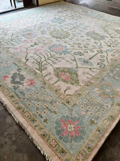 Vintage Floral Hand Knotted Persian Style Wool Area Rug