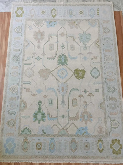 Earth Tone Heritage Hand Knotted Oushak Rug