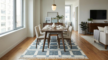Turkish Handmade Wool Oushak Carpet, Modern Contemporary Minimalist Design for Bedroom