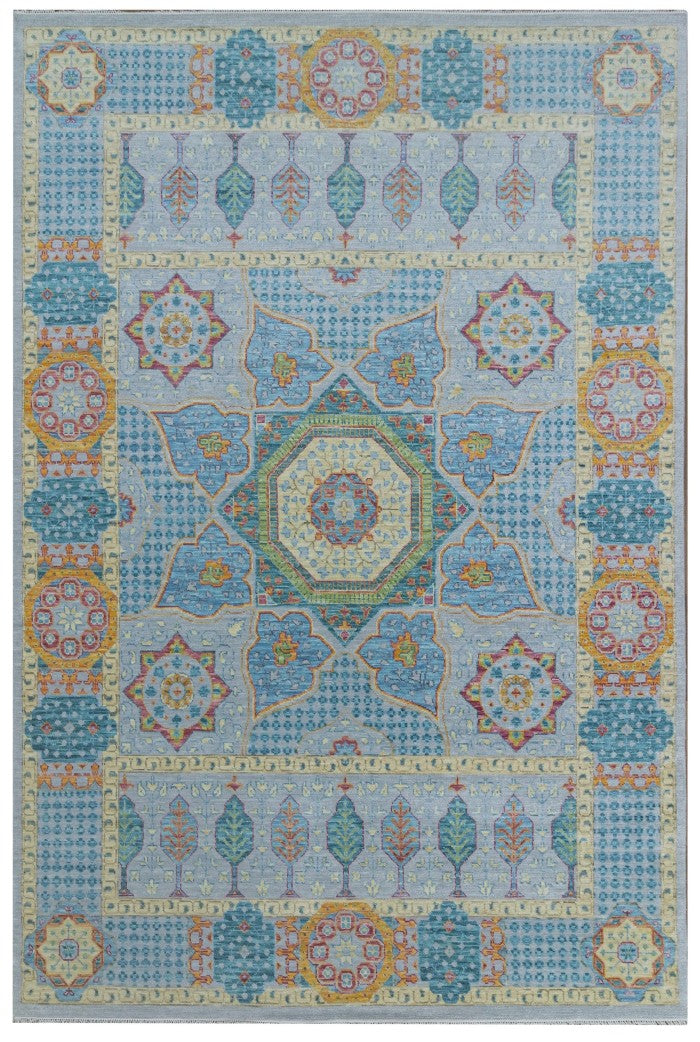 Royal Cypress Azure Oushak Traditional Turkish Style Carpet