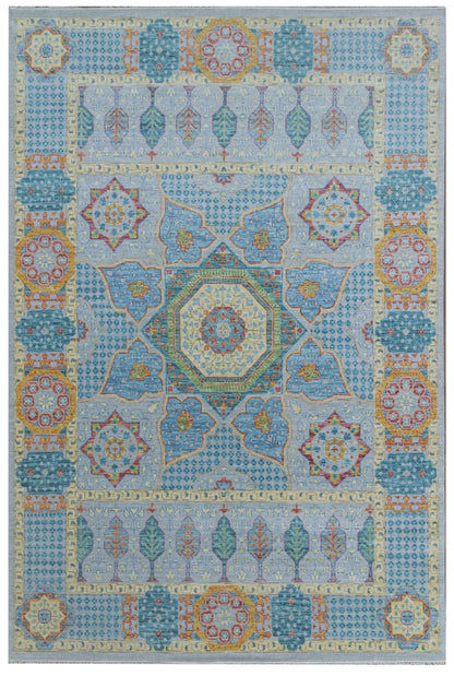 Royal Cypress Azure Oushak Traditional Turkish Style Carpet
