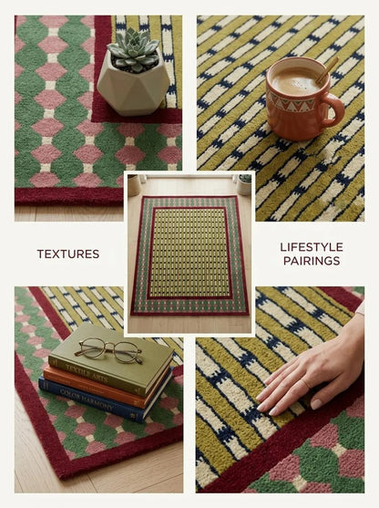 Modern Hand-Tufted Wool Rug, Geometric Area Carpet, Colorful Designer Rug