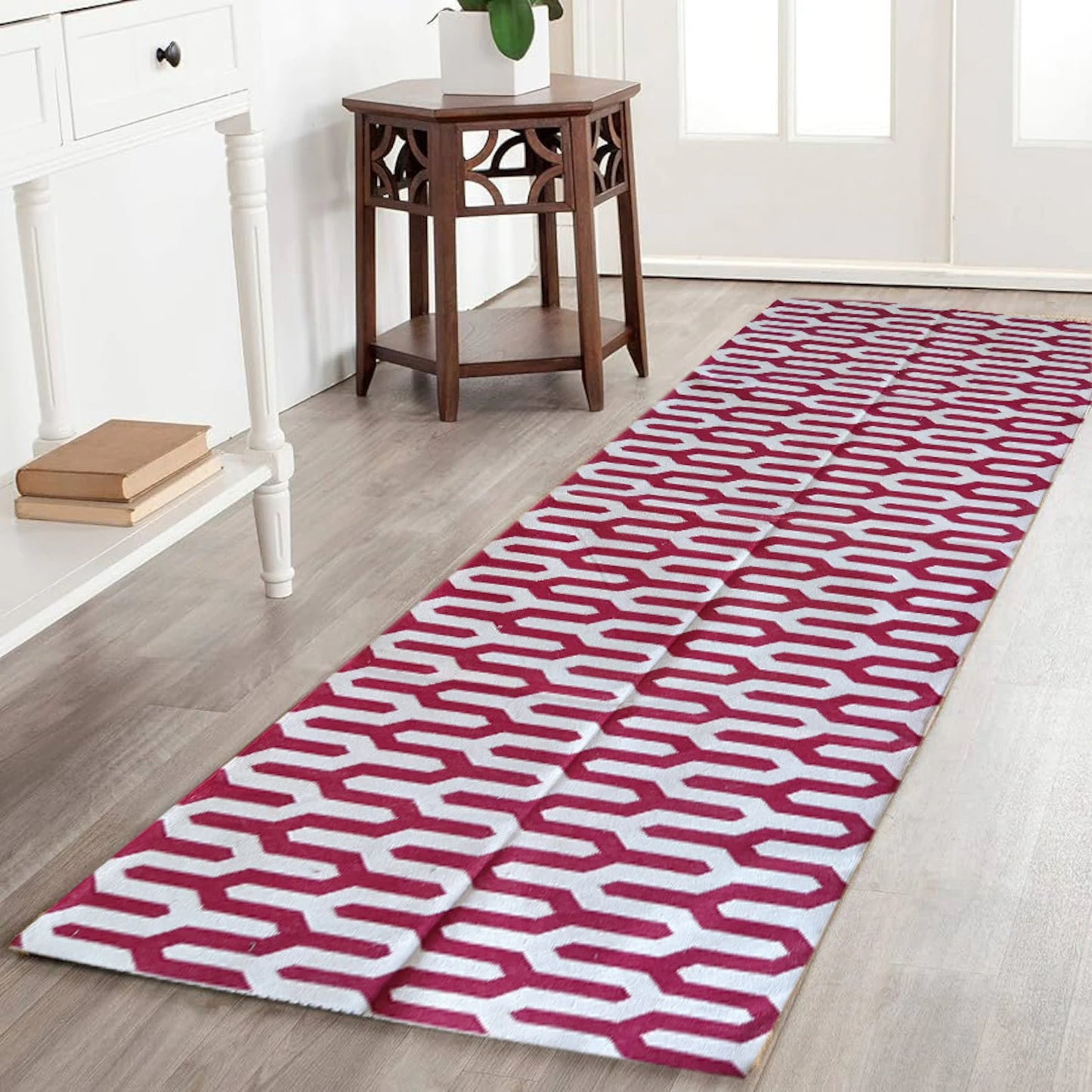 Red Custom Modern Runner, Cotton Stair Runner
