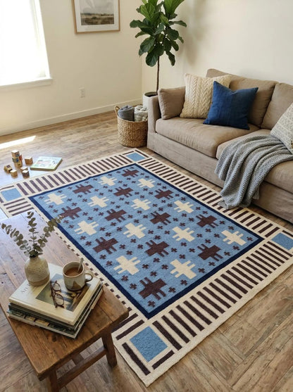 Southwestern Wool Cotton Flatweave Rug