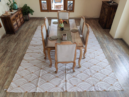 Blush Scallop Ripple Modern Art Deco Fish Scale Area Rug