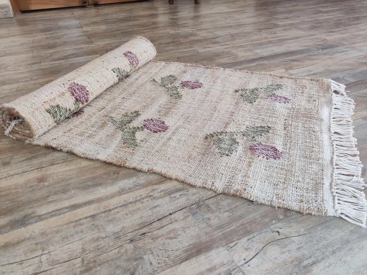 Handwoven Jute Runner Rug Kilim Tribal Stair Rug