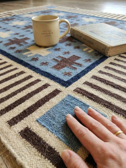Southwestern Wool Cotton Flatweave Rug