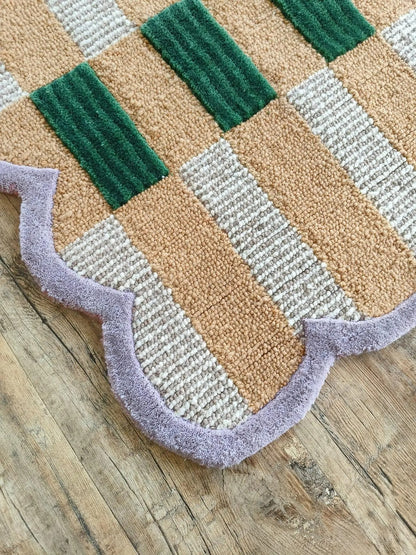 Hand-Tufted Geometric Modern Gray wool Runner