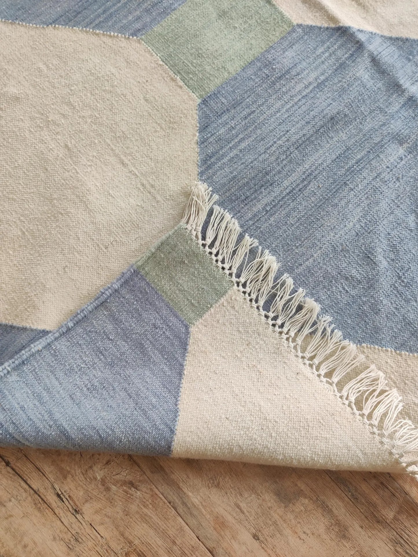 Modern Hexagon Geometric Wool Cotton Rug