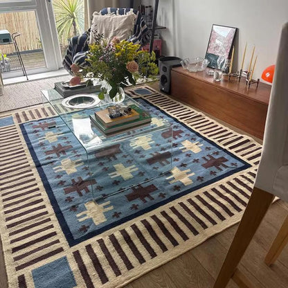 Southwestern Wool Cotton Flatweave Rug