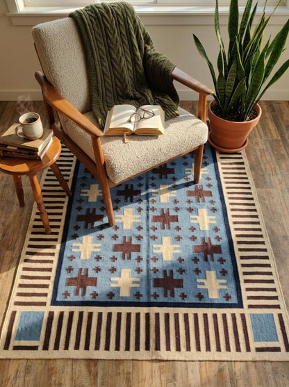 Southwestern Wool Cotton Flatweave Rug