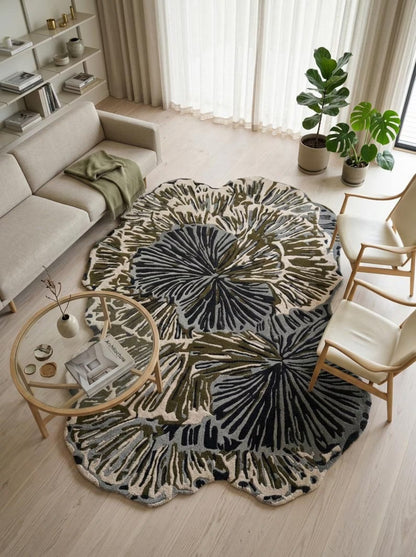 Olive Bloomscape Abstract Botanical Area Rug