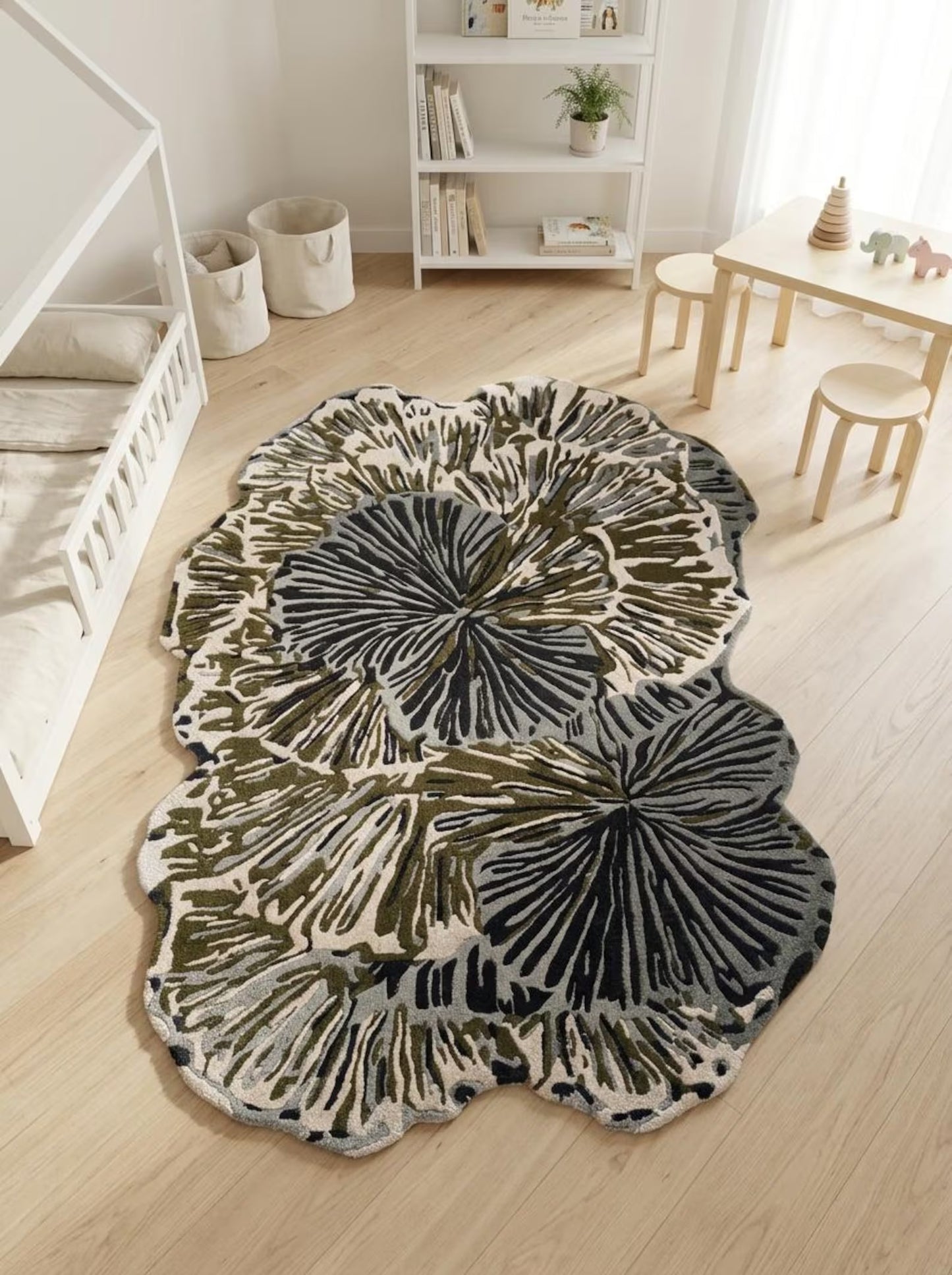 Olive Bloomscape Abstract Botanical Area Rug