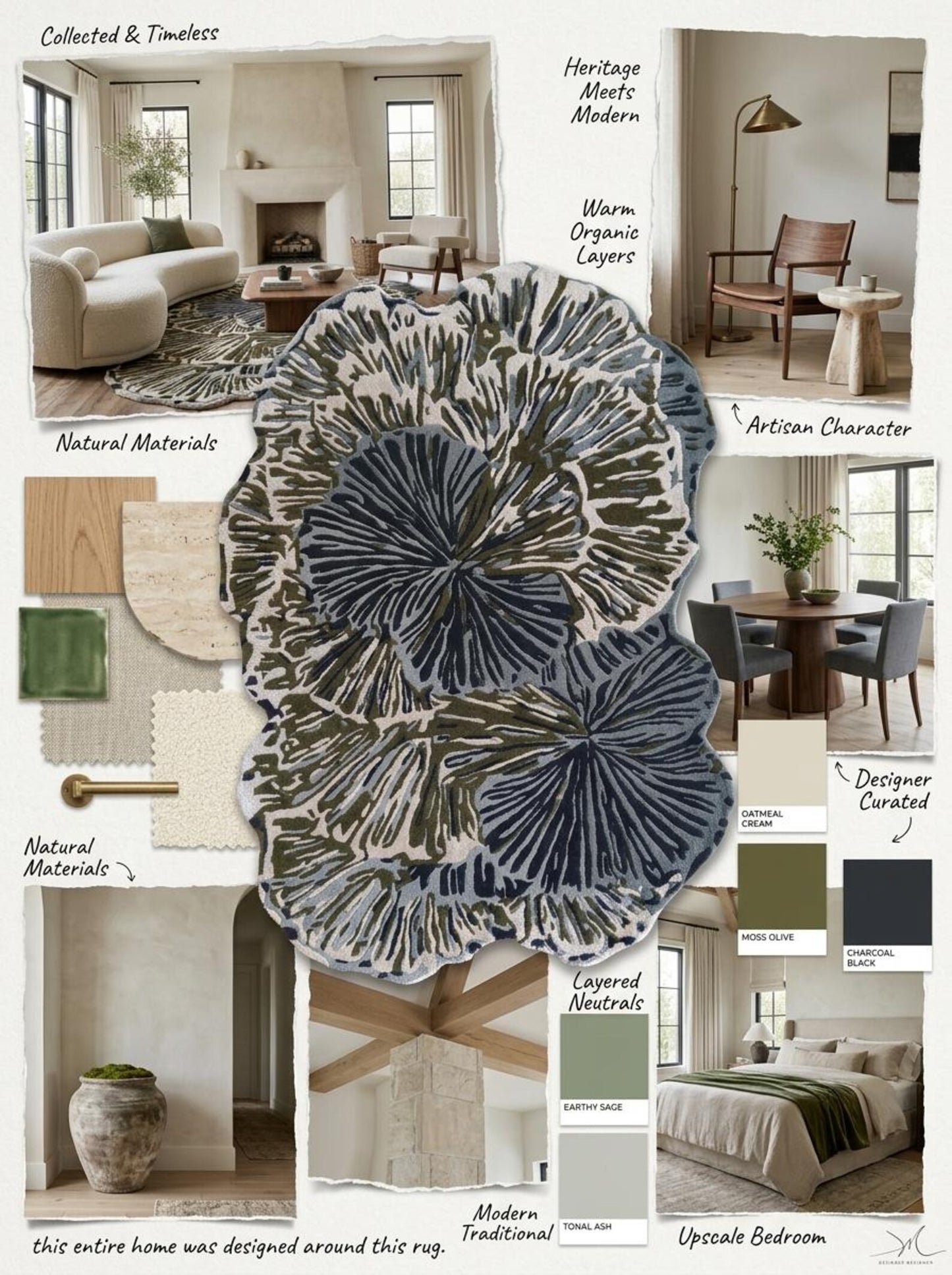 Olive Bloomscape Abstract Botanical Area Rug
