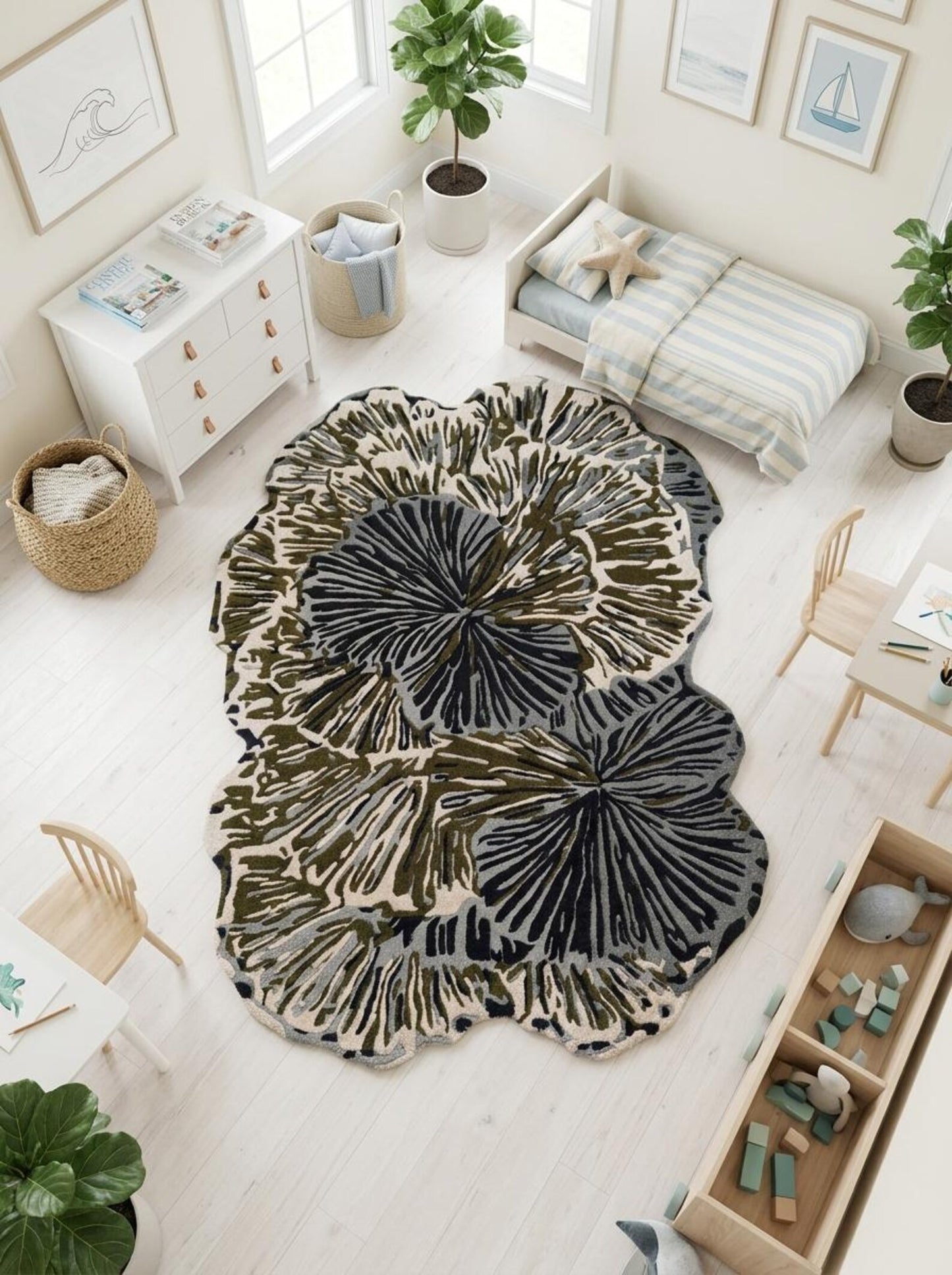 Olive Bloomscape Abstract Botanical Area Rug