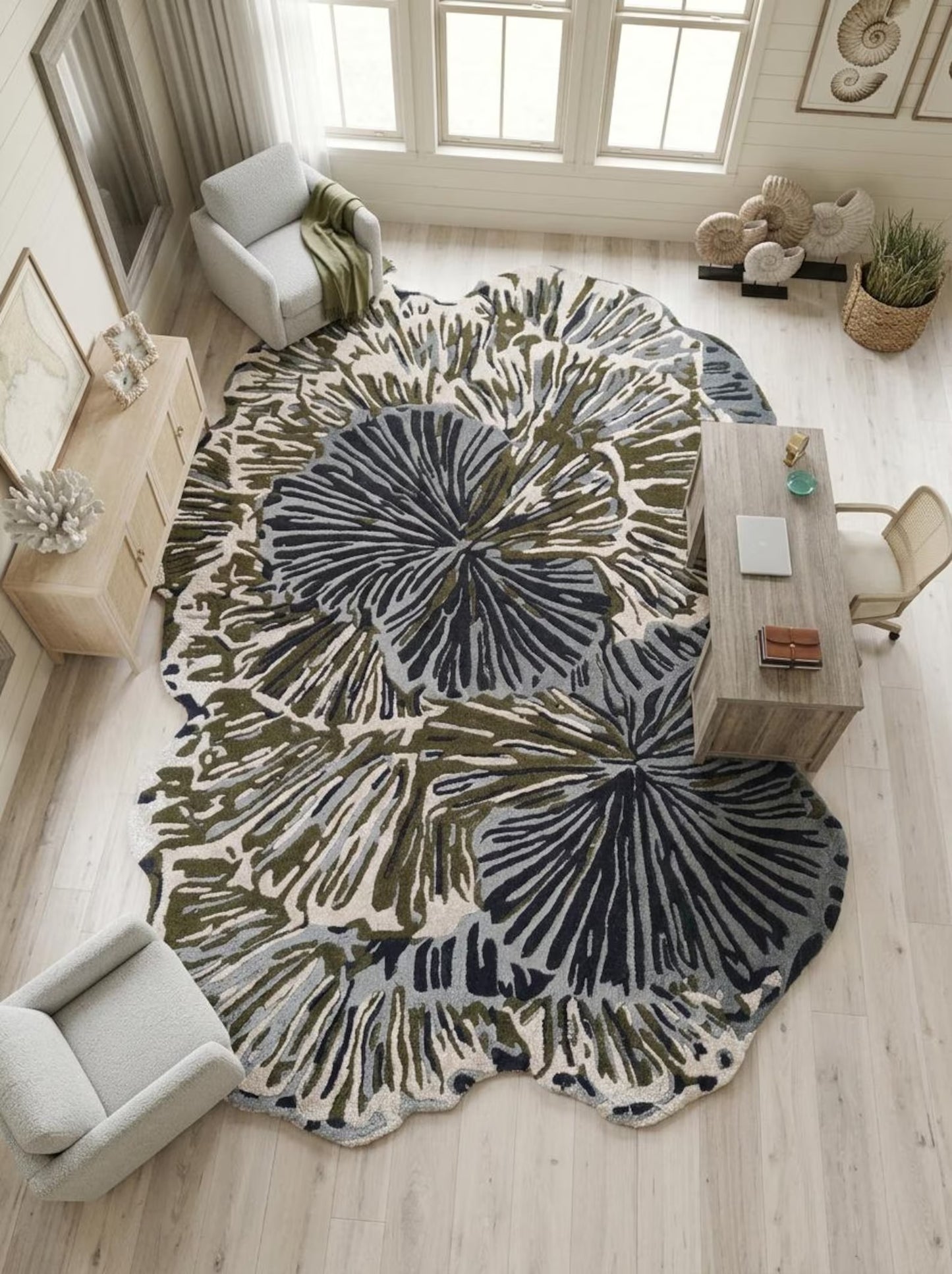 Olive Bloomscape Abstract Botanical Area Rug