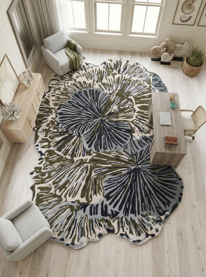 Olive Bloomscape Abstract Botanical Area Rug