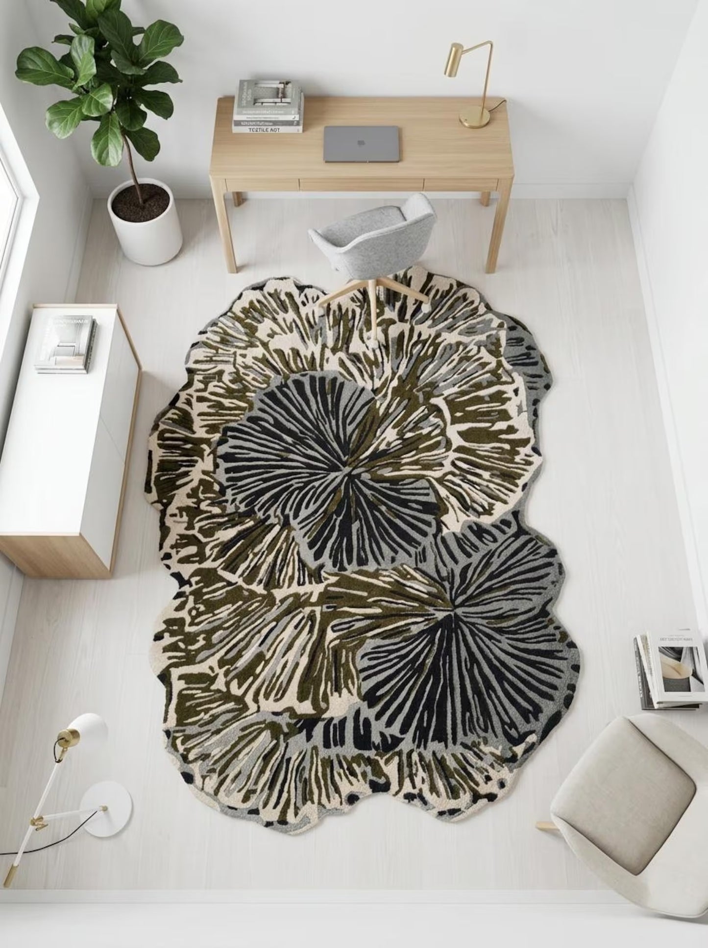Olive Bloomscape Abstract Botanical Area Rug