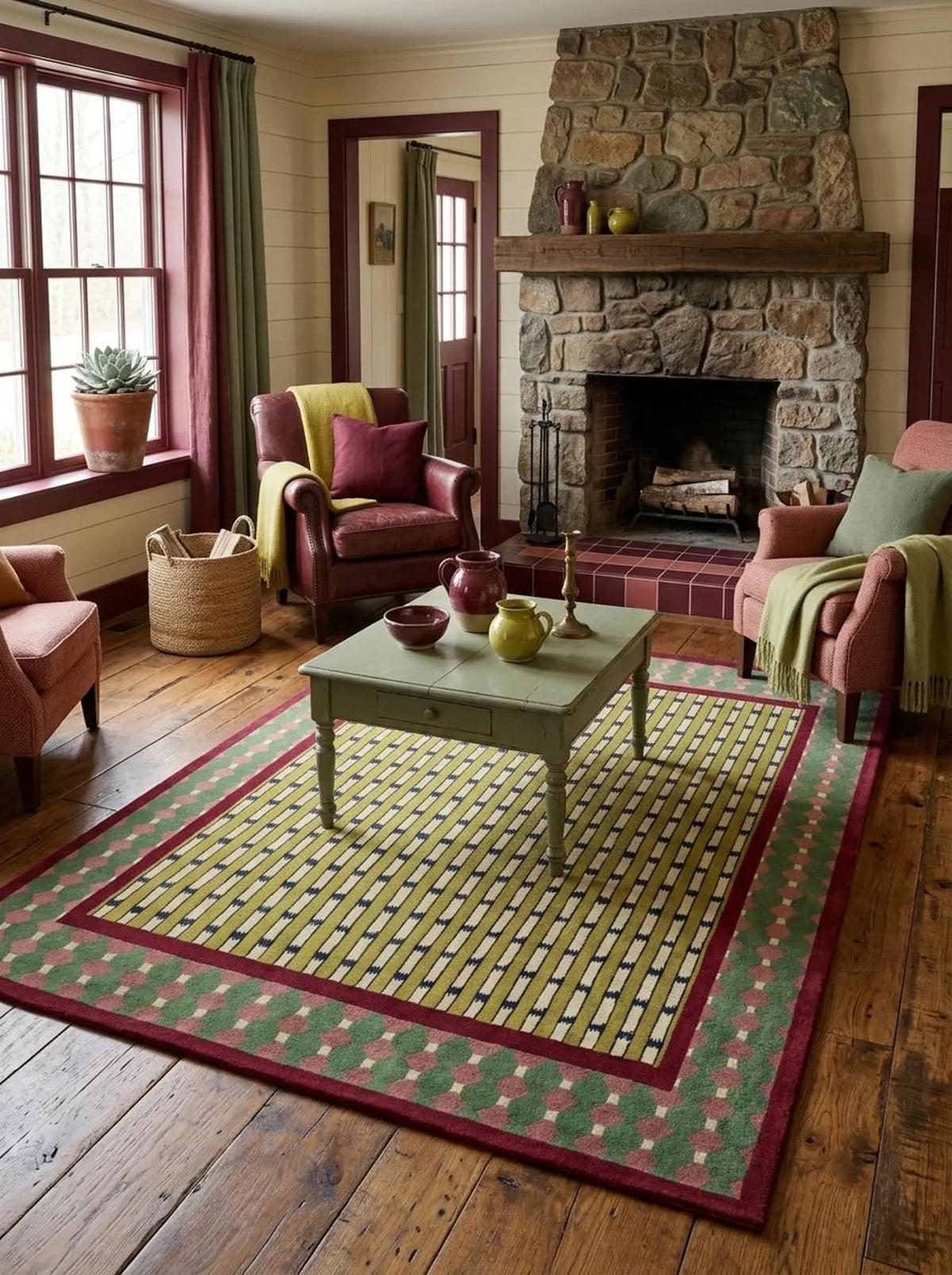 Modern Hand-Tufted Wool Rug, Geometric Area Carpet, Colorful Designer Rug