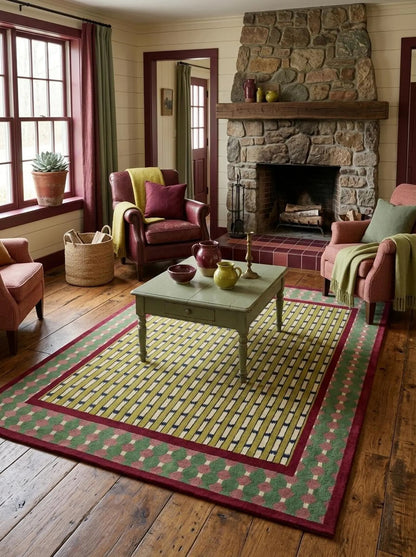 Modern Hand-Tufted Wool Rug, Geometric Area Carpet, Colorful Designer Rug