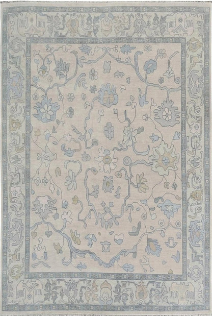 Ivory Blue Floral Oushak Inspired Bedroom Living Room Decor rug