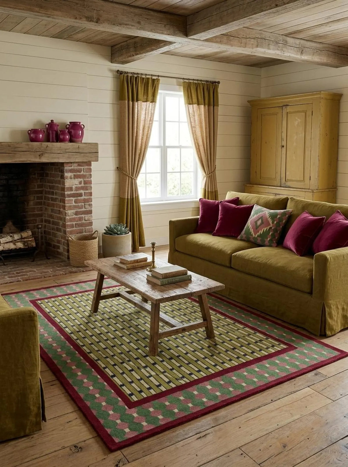 Modern Hand-Tufted Wool Rug, Geometric Area Carpet, Colorful Designer Rug