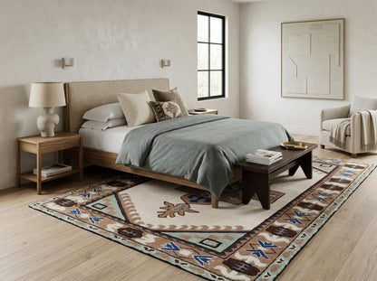 Southwestern Hand Tufted Wool Rug, Tribal Area Rug, Navajo Inspired Carpet