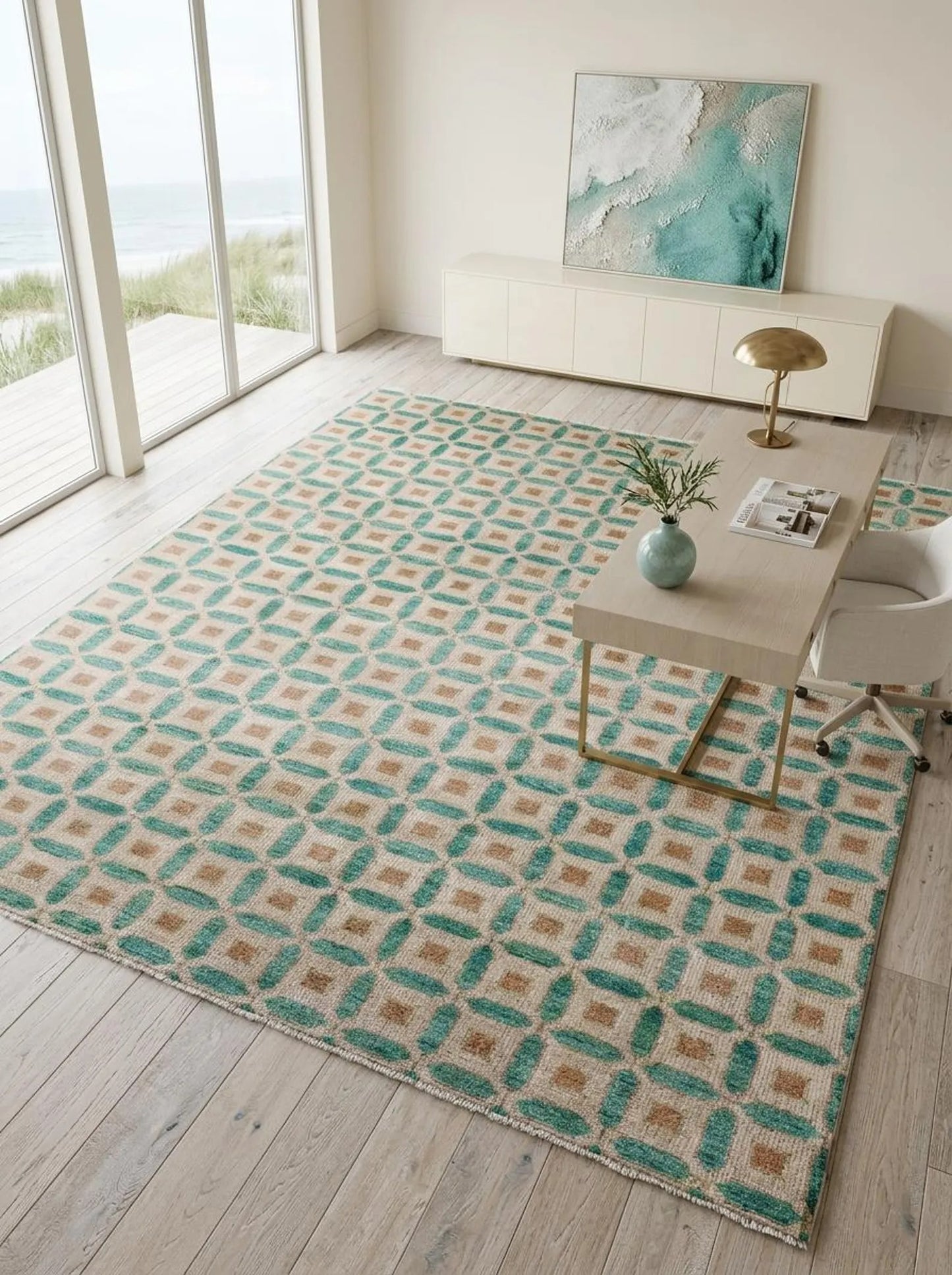 Hand Knotted Wool Oushak Rug Turkish Area Rug