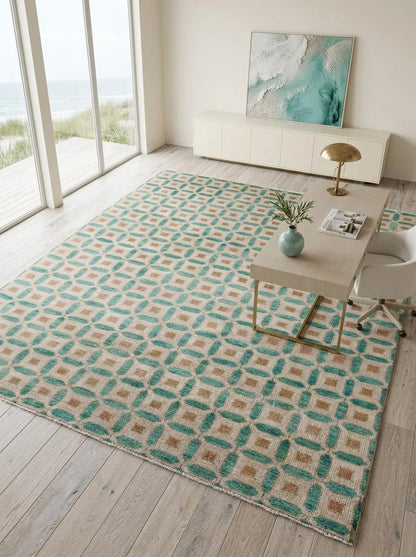 Hand Knotted Wool Oushak Rug Turkish Area Rug