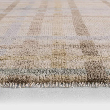 Neutral Beige Blue Gray Turkish-Style Area Rug