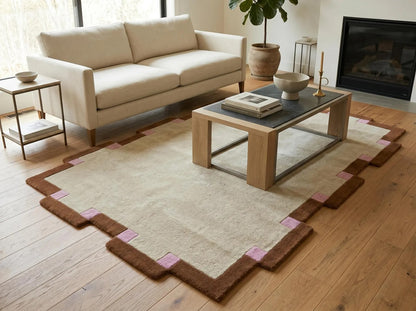 Hand Tufted Wool Rug, Irregular Shape Carpet, Scandinavian Minimalist Rug