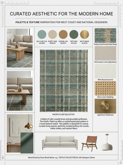 Rustic Slate Blue Checkered Custom Size US UK Interior Decor Rug